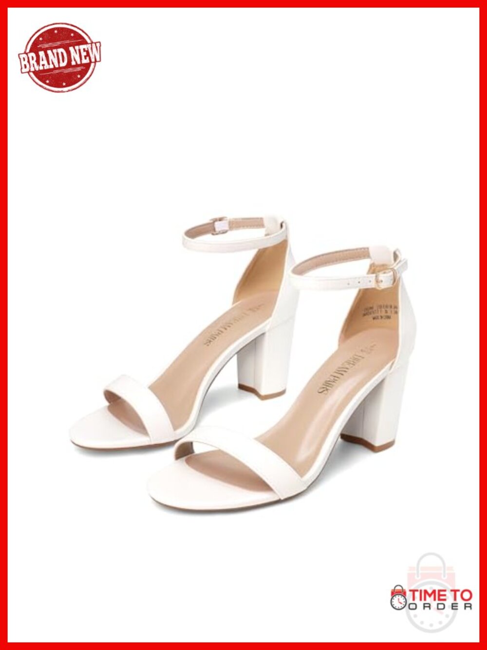 Women's Faux Leather Block Heel Sandals with Ankle Strap